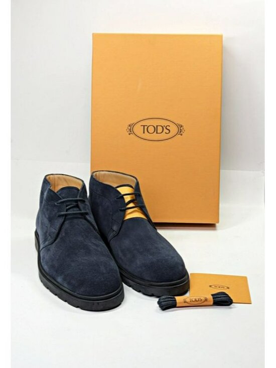 Tod\'s Men’s Blue Suede Desert Round Toe Ankle Boots Size 8.5 (MSRP $775) main image 6
